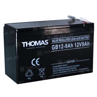 Аккумулятор THOMAS для ИБП, детского электромобиля, эхолота (9 Ah,12 V) AGM 151х65х94/100 2.25 кг Аккумулятор THOMAS для ИБП, детского электромобиля, эхолота (9 Ah,12 V) AGM 151х65х94/100 2.25 кг