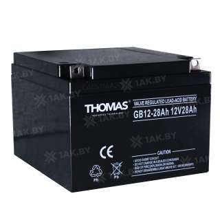Аккумулятор THOMAS для ИБП, детского электромобиля, эхолота (28 Ah,12 V) AGM 166x175x125 7.4 кг Аккумулятор THOMAS для ИБП, детского электромобиля, эхолота (28 Ah,12 V) AGM 166x175x125 7.4 кг
