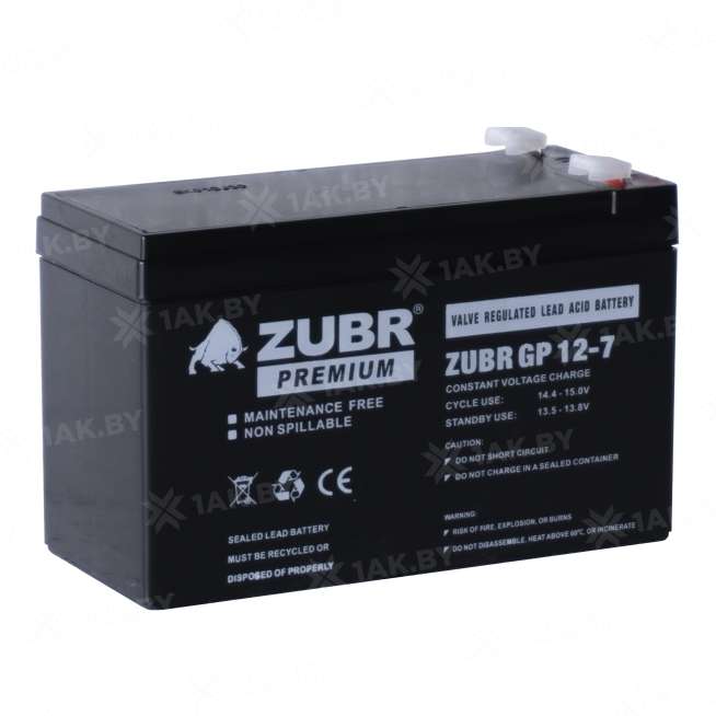 Аккумулятор ZUBR для ИБП, детского электромобиля, эхолота (7 Ah,12 V) AGM 151х65х94/100 2.2 кг 4