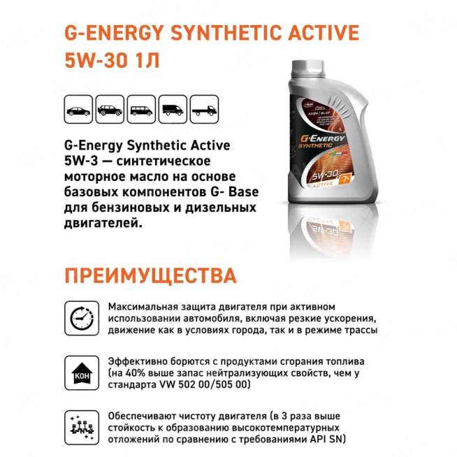 Масло моторное G-Energy Synthetic Active 5W-30, 1л. 1