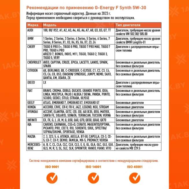 Масло моторное G-Energy F Synth 5W-30, 1л, Россия 4
