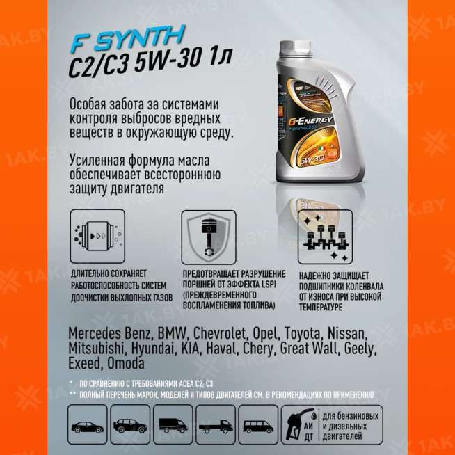 Масло моторное G-Energy F Synth C2/C3 5W-30 1л, Россия 3