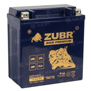 Аккумулятор для мотоцикла ZUBR (16 Ah) 220 A, 12 V Прямая, L+ YTX16-BS YTX16-BS (ZubrPrem) Аккумулятор для мотоцикла ZUBR (16 Ah) 220 A, 12 V Прямая, L+ YTX16-BS YTX16-BS (ZubrPrem)