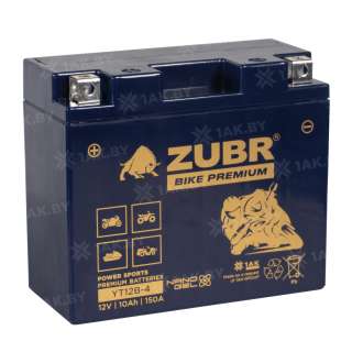 Аккумулятор для мотоцикла ZUBR (10 Ah) 150 A, 12 V Прямая, L+ YT12B-4 YT12B-4 (ZubrPrem) Аккумулятор для мотоцикла ZUBR (10 Ah) 150 A, 12 V Прямая, L+ YT12B-4 YT12B-4 (ZubrPrem)