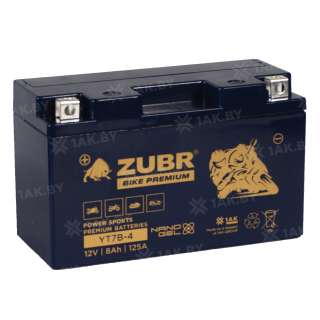 Аккумулятор для мотоцикла ZUBR (8 Ah) 125 A, 12 V Прямая, L+ YT7B-4 YT7B-4 (ZubrPrem) Аккумулятор для мотоцикла ZUBR (8 Ah) 125 A, 12 V Прямая, L+ YT7B-4 YT7B-4 (ZubrPrem)