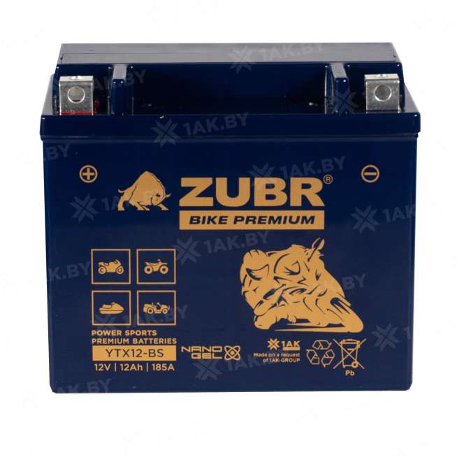 Аккумулятор для мотоцикла ZUBR (12 Ah) 185 A, 12 V Прямая, L+ YTX12-BS YTX12-BS (ZubrPrem) 2