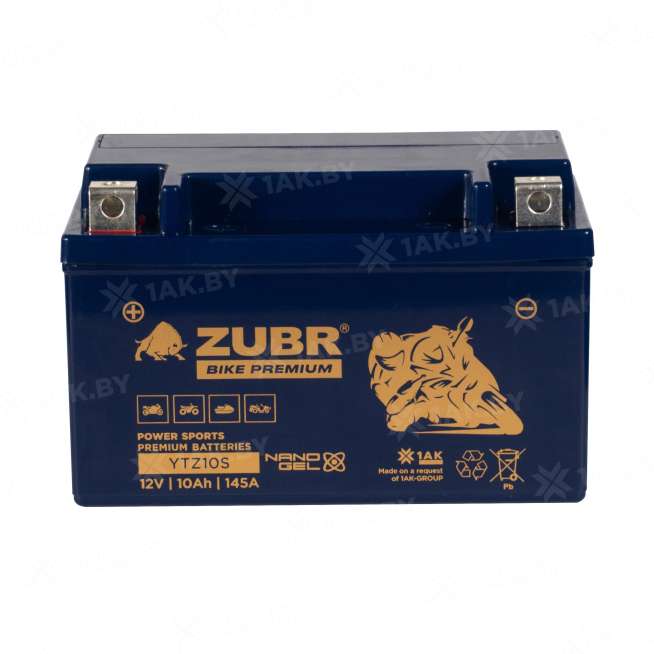 Аккумулятор для мотоцикла ZUBR (10 Ah) 145 A, 12 V Прямая, L+ YTZ10S YTZ10S (ZubrPrem) 2