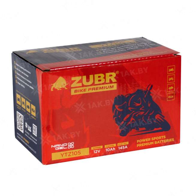 Аккумулятор для мотоцикла ZUBR (10 Ah) 145 A, 12 V Прямая, L+ YTZ10S YTZ10S (ZubrPrem) 4