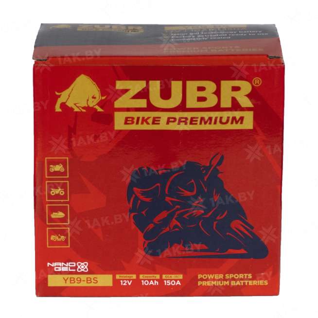 Аккумулятор для мотоцикла ZUBR (10 Ah) 150 A, 12 V Прямая, L+ YB9-BS YB9-BS (ZubrPrem) 5