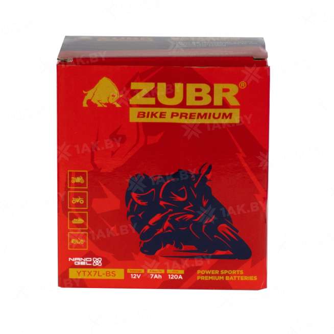 Аккумулятор для мотоцикла ZUBR (7 Ah) 120 A, 12 V Обратная, R+ YTX7L-BS YTX7L-BS (ZubrPrem) 5