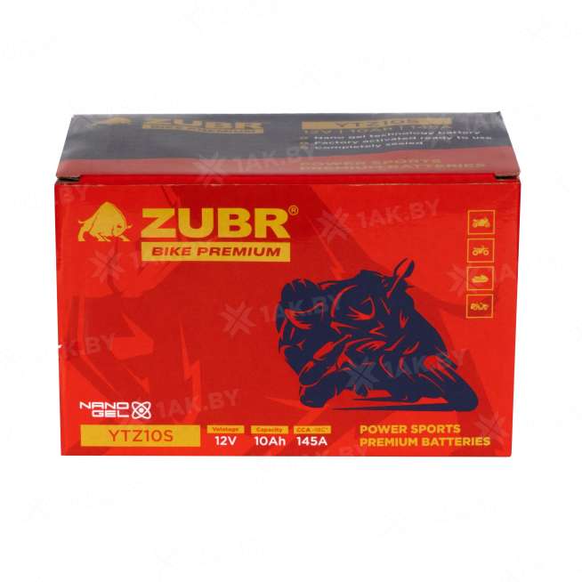Аккумулятор для мотоцикла ZUBR (10 Ah) 145 A, 12 V Прямая, L+ YTZ10S YTZ10S (ZubrPrem) 5