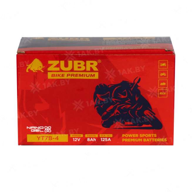 Аккумулятор для мотоцикла ZUBR (8 Ah) 125 A, 12 V Прямая, L+ YT7B-4 YT7B-4 (ZubrPrem) 5