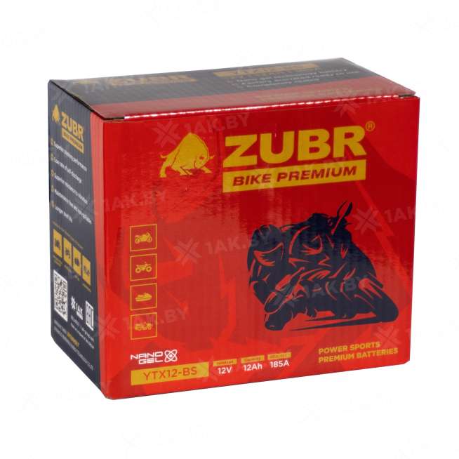 Аккумулятор для мотоцикла ZUBR (12 Ah) 185 A, 12 V Прямая, L+ YTX12-BS YTX12-BS (ZubrPrem) 4