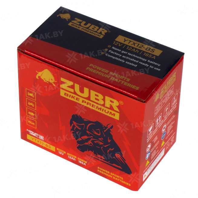 Аккумулятор для мотоцикла ZUBR (12 Ah) 185 A, 12 V Прямая, L+ YTX12-BS YTX12-BS (ZubrPrem) 6