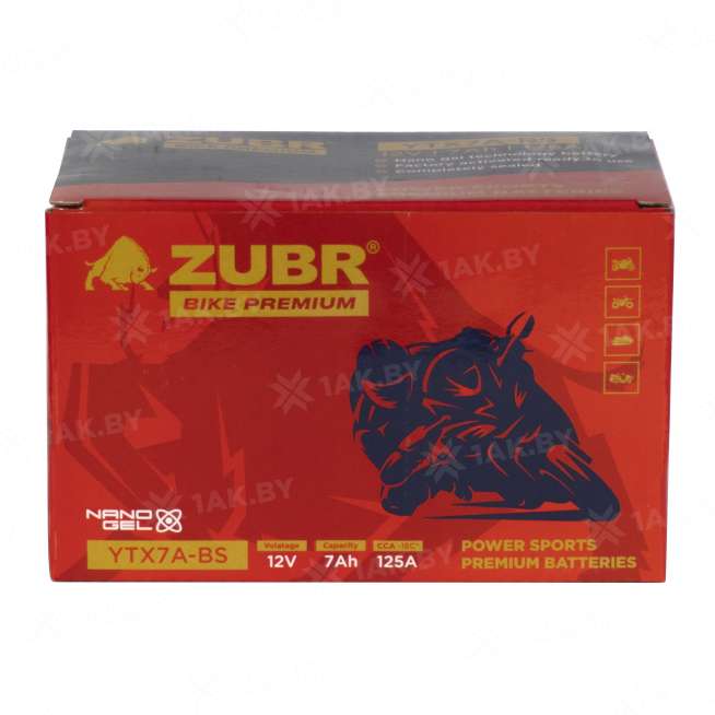 Аккумулятор для мотоцикла ZUBR (7 Ah) 125 A, 12 V Прямая, L+ YTX7A-BS YTX7A-BS (ZubrPrem) 5