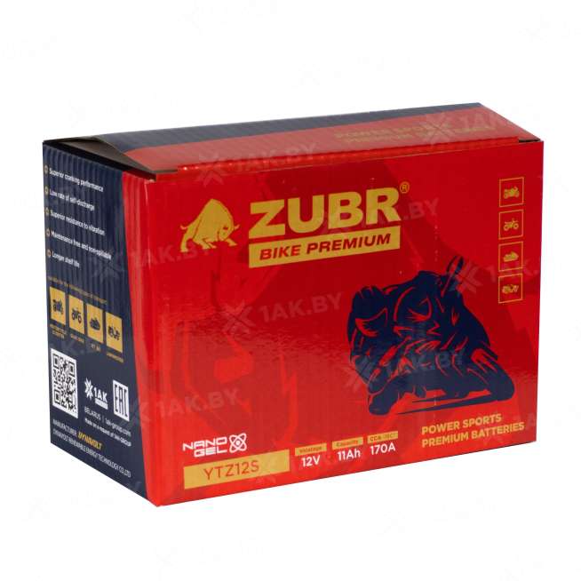 Аккумулятор для мотоцикла ZUBR (11 Ah) 170 A, 12 V Прямая, L+ YTZ12S YTZ12S (ZubrPrem) 4
