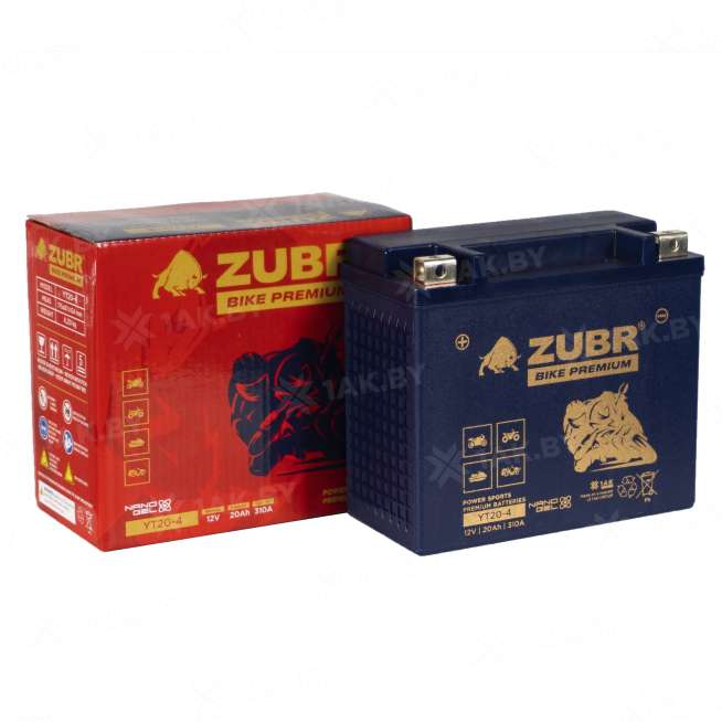Аккумулятор для мотоцикла ZUBR (20 Ah) 310 A, 12 V Прямая, L+ YT20-4 YT20-4 (ZubrPrem) 1
