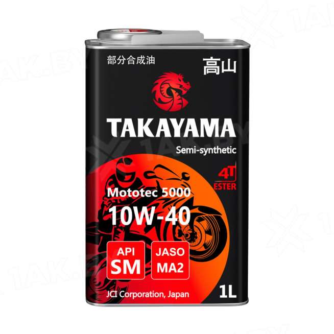 Масло моторное TAKAYAMA Mototec 5000 4T SAE 10W-40 API SM JASO MA-2 (Ж.Б), 1 л., Россия 0