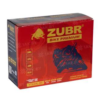Аккумулятор для мотоцикла ZUBR (24 Ah) 335 Ah, 12 V Обратная, R+ YTX24L-BS YTX24L-BS (ZubrPrem) 2