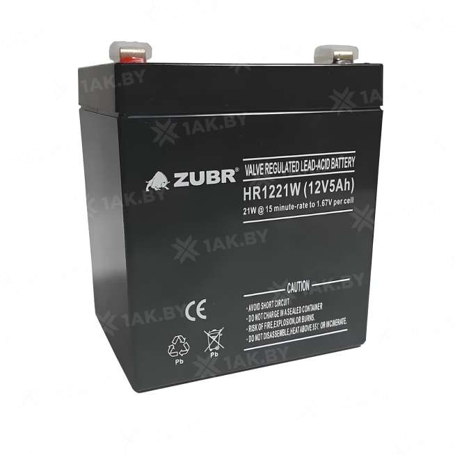 Аккумулятор ZUBR для ИБП, детского электромобиля, эхолота (5 Ah,12 V) AGM 90x70x101/107 1.74 кг 4