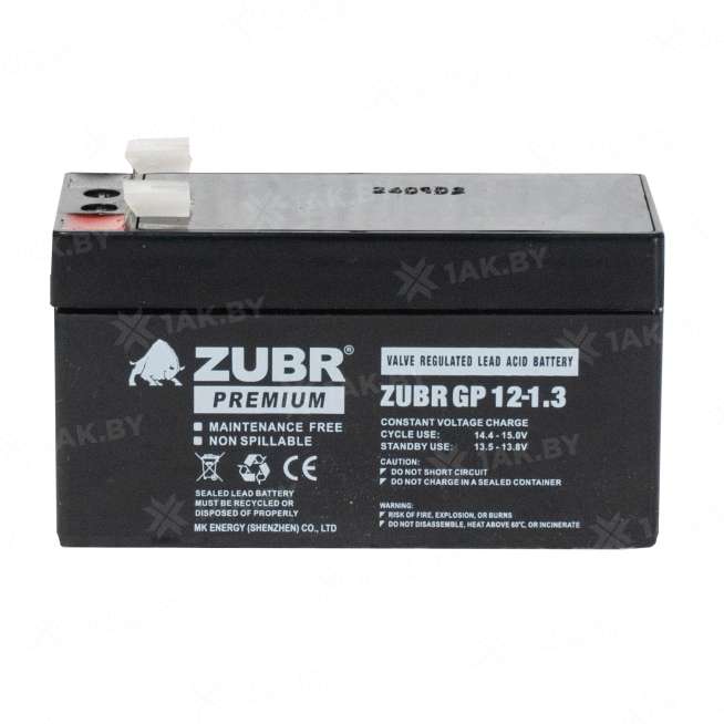 Аккумулятор ZUBR для ИБП, детского электромобиля, эхолота (1.3 Ah,12 V) AGM 97x43x53/58 0.56 кг 4