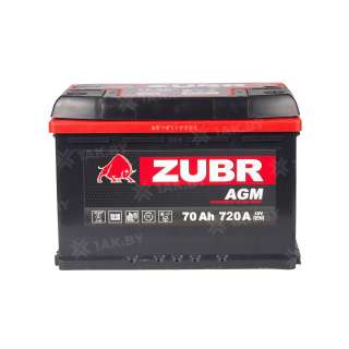 Аккумулятор ZUBR (70 Ah) 720 A, 12 V Обратная, R+ L3 AGM VRL3 70