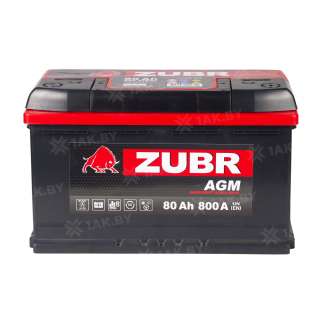 Аккумулятор ZUBR (80 Ah) 800 A, 12 V Обратная, R+ L4 AGM VRL4 80