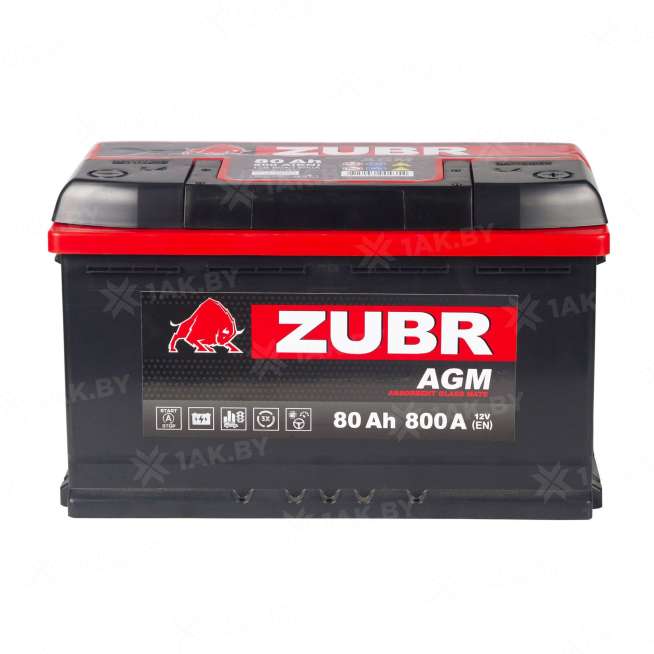 Аккумулятор ZUBR (80 Ah) 800 A, 12 V Обратная, R+ L4 AGM VRL4 80 0
