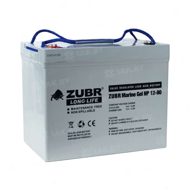 Аккумулятор ZUBR (80 Ah,12 V) GEL 260х168х210 мм 0