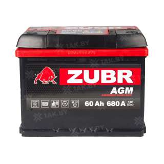 Аккумулятор ZUBR (60 Ah) 680 A, 12 V Обратная, R+ L2 1014243