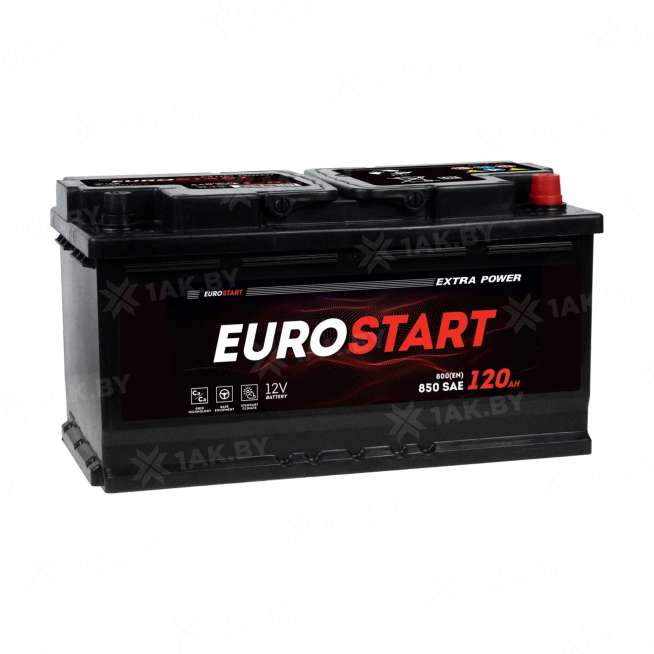 Аккумулятор EUROSTART (120 Ah) 850 A, 12 V Обратная, R+ D2 EU1200E 0