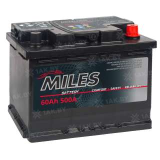 Аккумулятор MILES (60 Ah) 500 A, 12 V Обратная, R+ L2 MIL600E