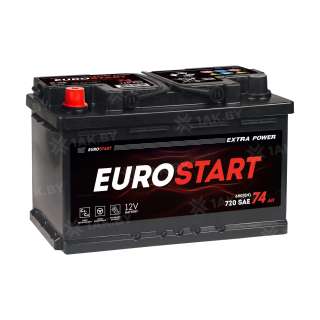 Аккумулятор EUROSTART (74 Ah) 680 A, 12 V Прямая, L+ LB3 EU741E
