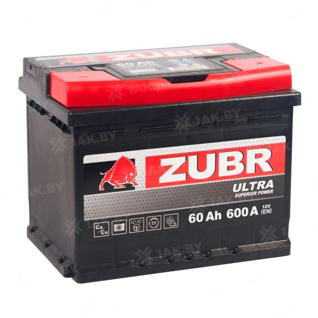 Аккумулятор Zubr Ultra 60 Ah, 600 A, 12 V, Обратная полярность, L2, ZU600SK 0