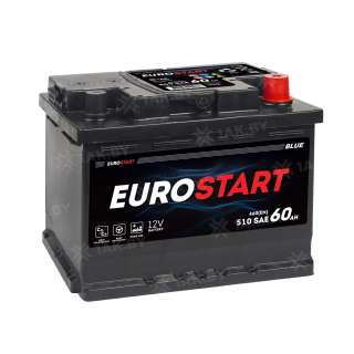 Аккумулятор EUROSTART (60 Ah) 510 A, 12 V Обратная, R+ L2 6СТ-60NR