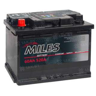 Аккумулятор MILES (60 Ah) 500 A, 12 V Прямая, L+ L2 MIL601E Аккумулятор MILES (60 Ah) 500 A, 12 V Прямая, L+ L2 MIL601E