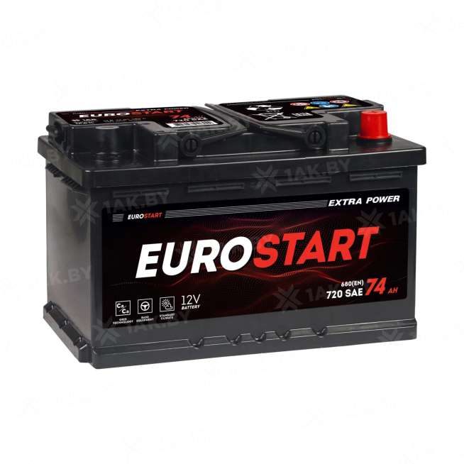 Аккумулятор EUROSTART (74 Ah) 680 A, 12 V Обратная, R+ LB3 EU740E 0
