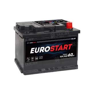 Аккумулятор EUROSTART (60 Ah) 500 A, 12 V Обратная, R+ LB2 EU620E