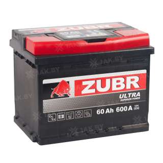 Аккумулятор ZUBR (60 Ah) 600 A, 12 V Прямая, L+ L2 ZU601SK