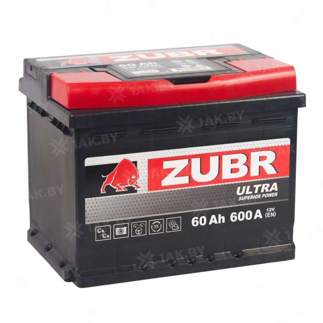 Аккумулятор ZUBR (60 Ah) 600 A, 12 V Прямая, L+ L2 ZU601SK 0