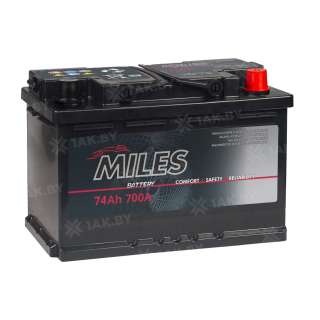 Аккумулятор MILES (74 Ah) 700 A, 12 V Обратная, R+ LB3 MIL740E