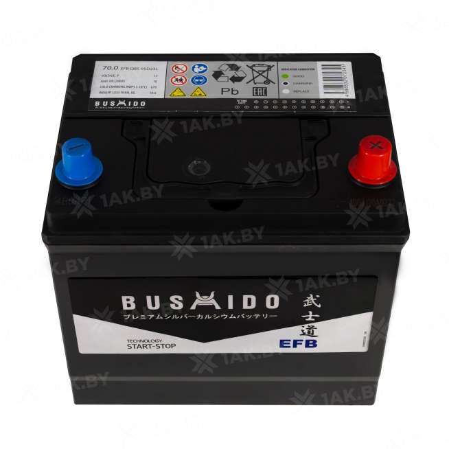 Аккумулятор BUSHIDO (70 Ah) 670 A, 12 V Обратная, R+ D23 0129313 1