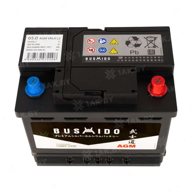 Аккумулятор BUSHIDO (65 Ah) 680 A, 12 V Обратная, R+ L2 0129297 0