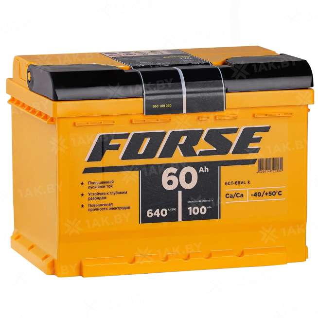 Аккумулятор FORSE (60 Ah) 640 A, 12 V Обратная, R+ L2 П240429 0