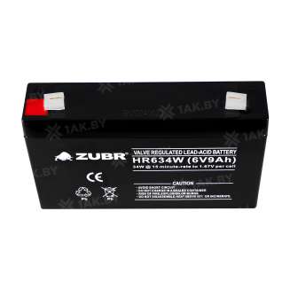 Аккумулятор ZUBR для ИБП, детского электромобиля, эхолота (9 Ah,6 V) AGM 151x34x100 1.35 кг 5