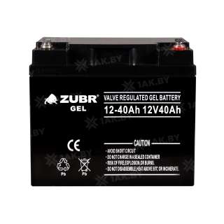 Аккумулятор ZUBR для ИБП, детского электромобиля, эхолота (40 Ah,12 V) GEL 197x165x170 13.5 кг