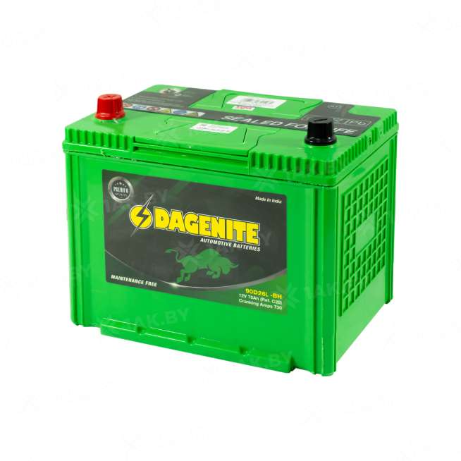 Аккумулятор DAGENITE (75 Ah) 730 A, 12 V Прямая, L+ D26 90D26L-BH 0