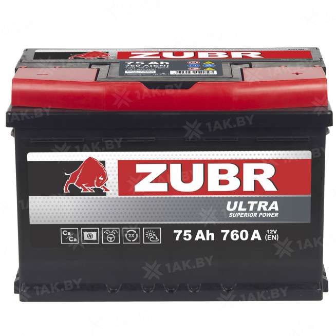 Аккумулятор ZUBR (75 Ah) 760 A, 12 V Обратная, R+ L3 ZU750SK 0