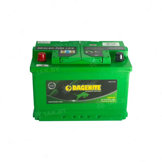 Аккумулятор DAGENITE (74 Ah) 750 A, 12 V Прямая, L+ L3 DIN74L 0
