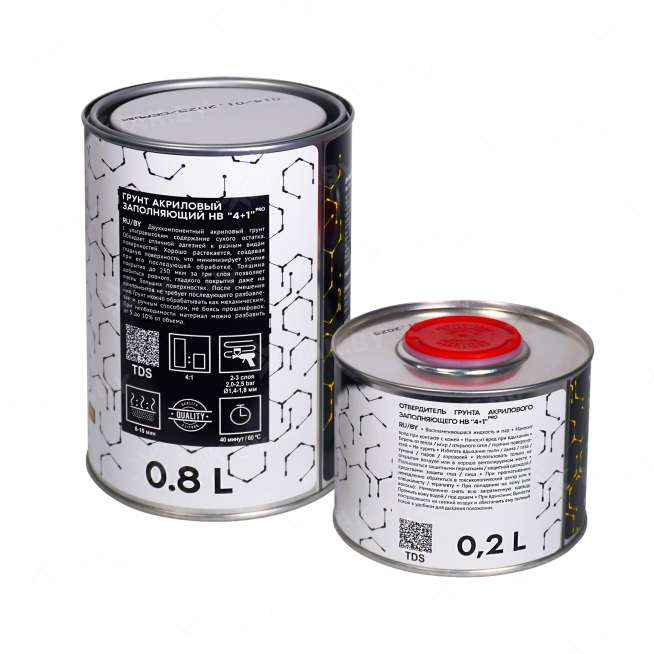 Комплект грунта акрилового заполняющего, цвет-серый "HB 4+1" RS 1л 1